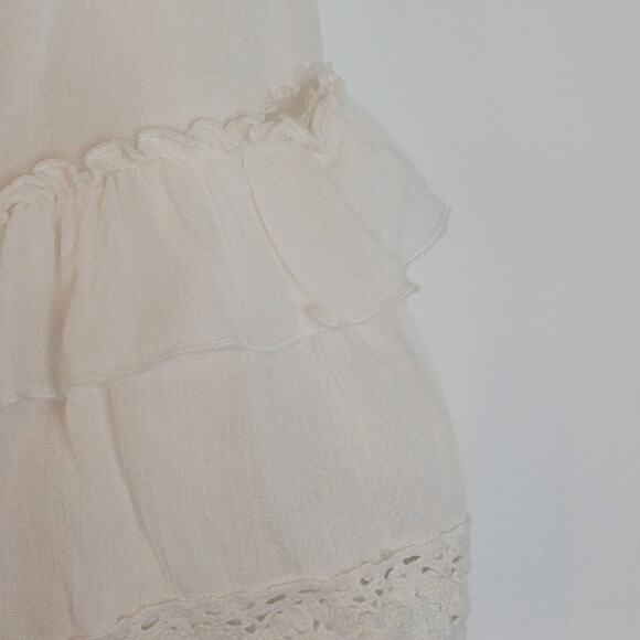 Boston Proper Top XS Cream Embroidered Ruffle Sleeve Peasant Boho Cottage - Picture 8 of 8